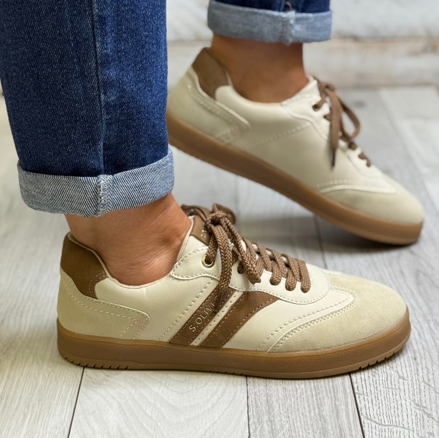 S Oliver - Cream Combo Gum Sole Trainer