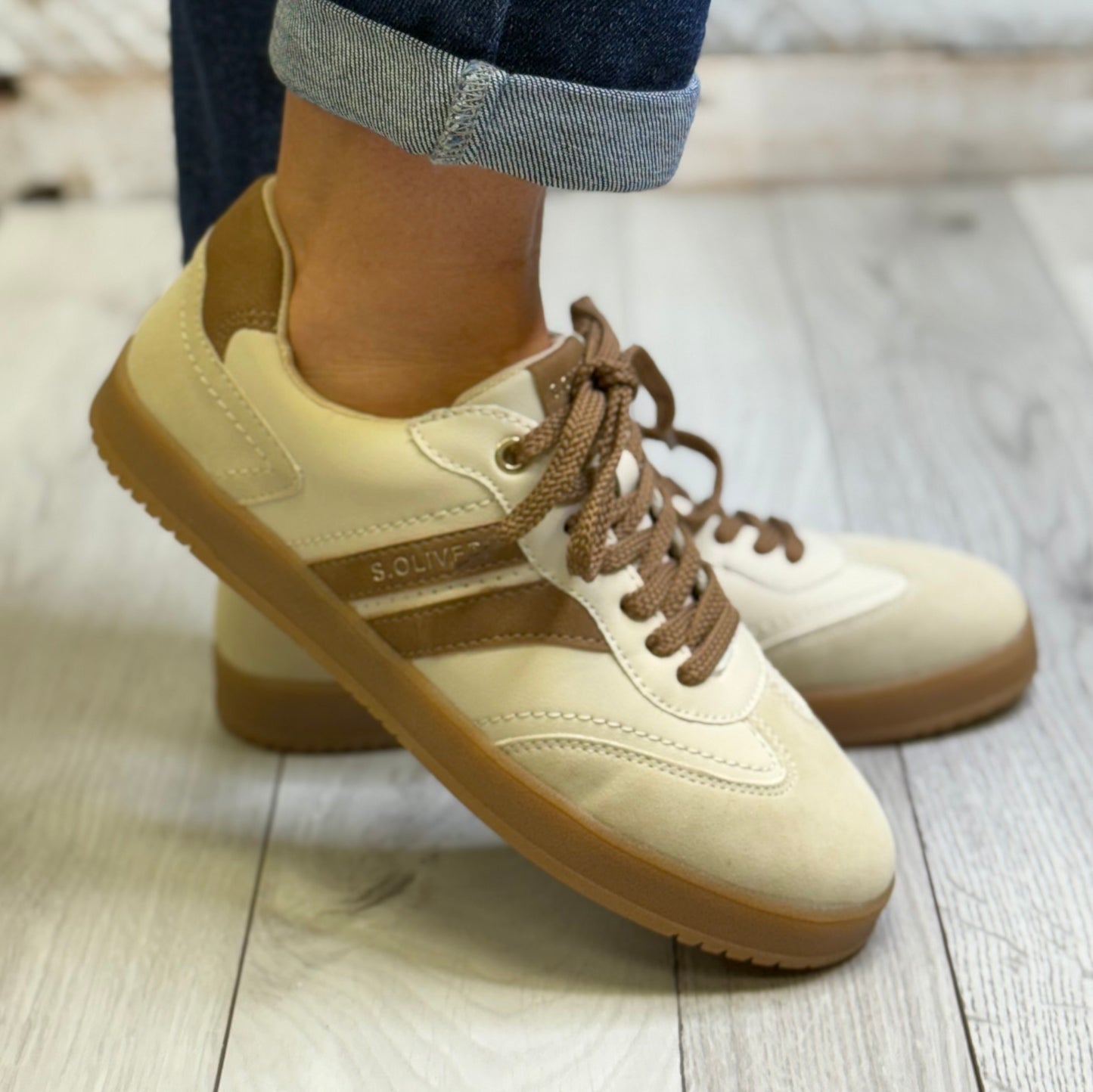 S Oliver - Cream Combo Gum Sole Trainer