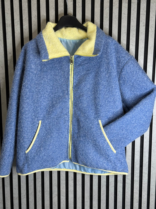 Denim/Lemon Trim Zip Fleece.