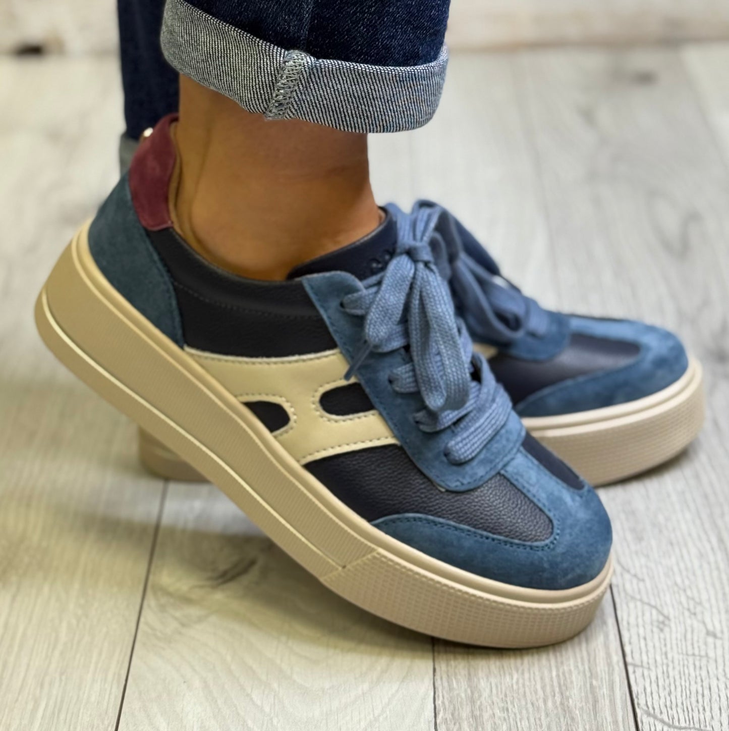 Patrizio Como - 'Cremona' Navy Combo Platform Trainer