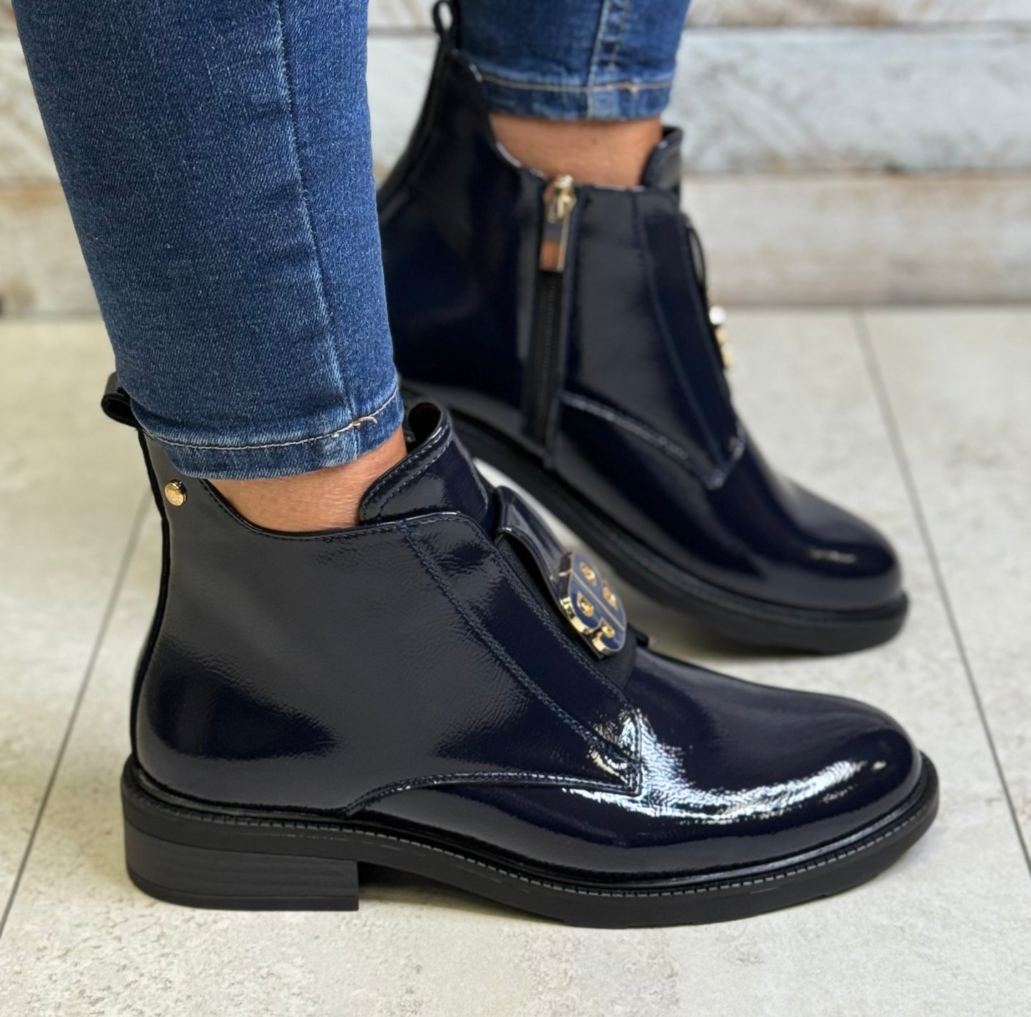 Patrizio Como - 'Lanciano' Navy Patent Ankle Boot