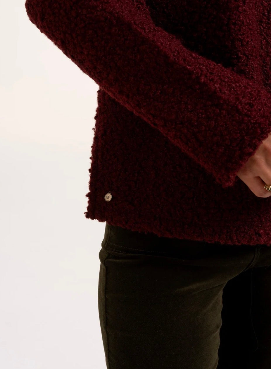Brakeburn - ‘Hatchet’ Burgundy Boucle Cowl Neck Swetshirt