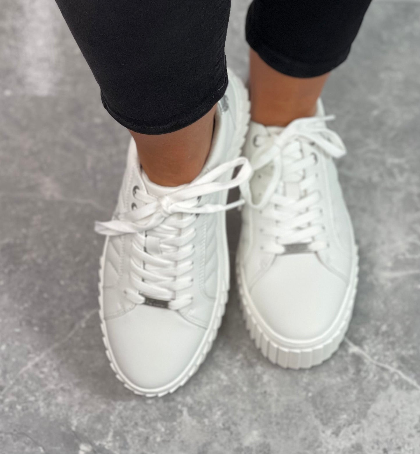 S Oliver - Off White Platform Trainer