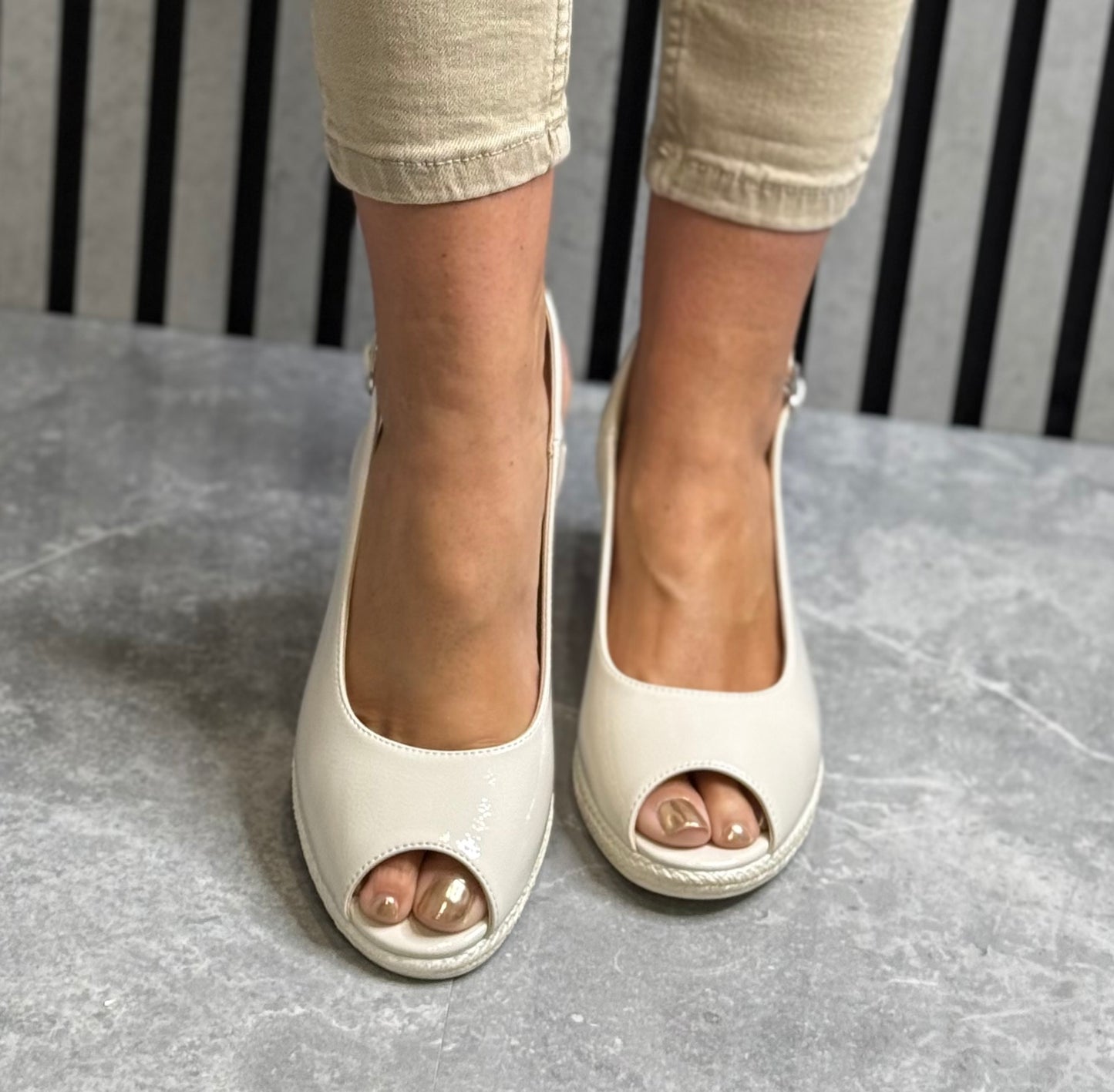 Zanni & Co - 'Aryan One' Whipped Peep Toe Wedge Sandal