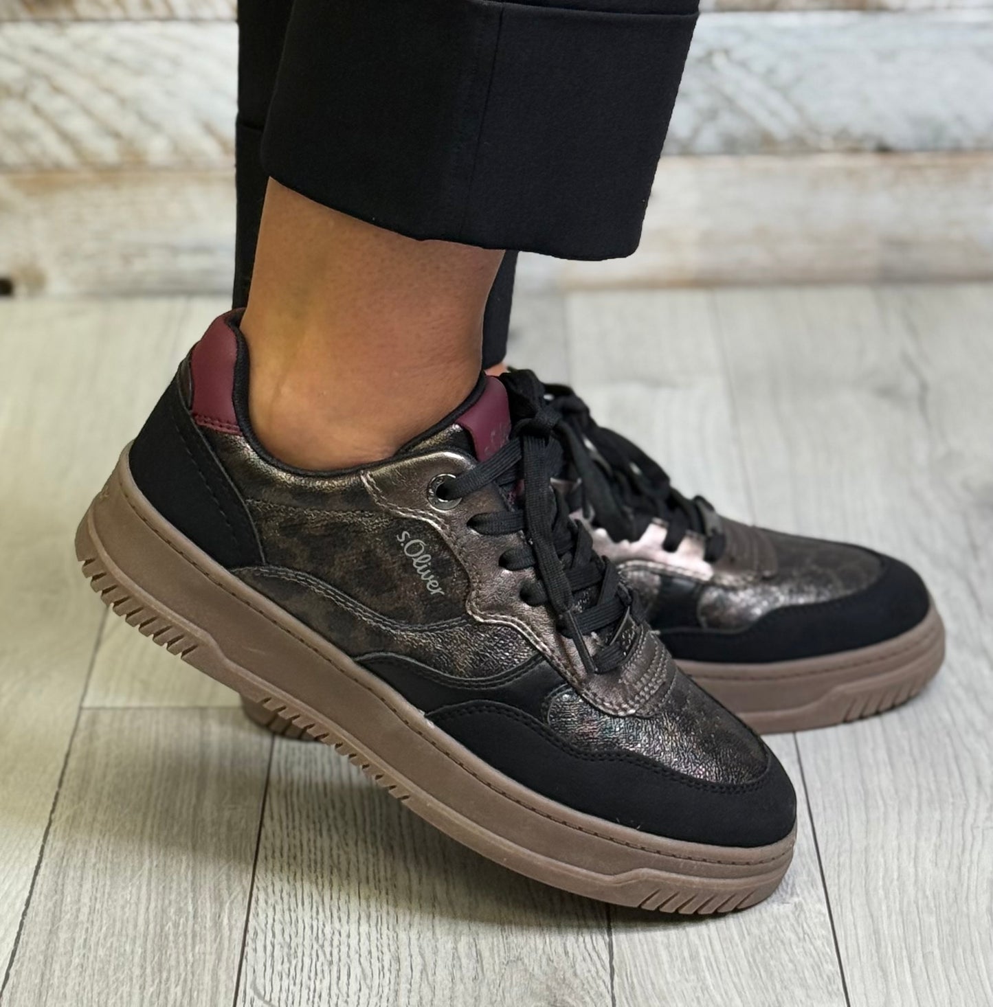 S Oliver - Black Leopard Combo Trainer