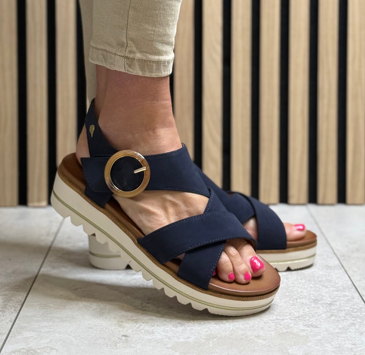 Jana - Navy Platform Sandal