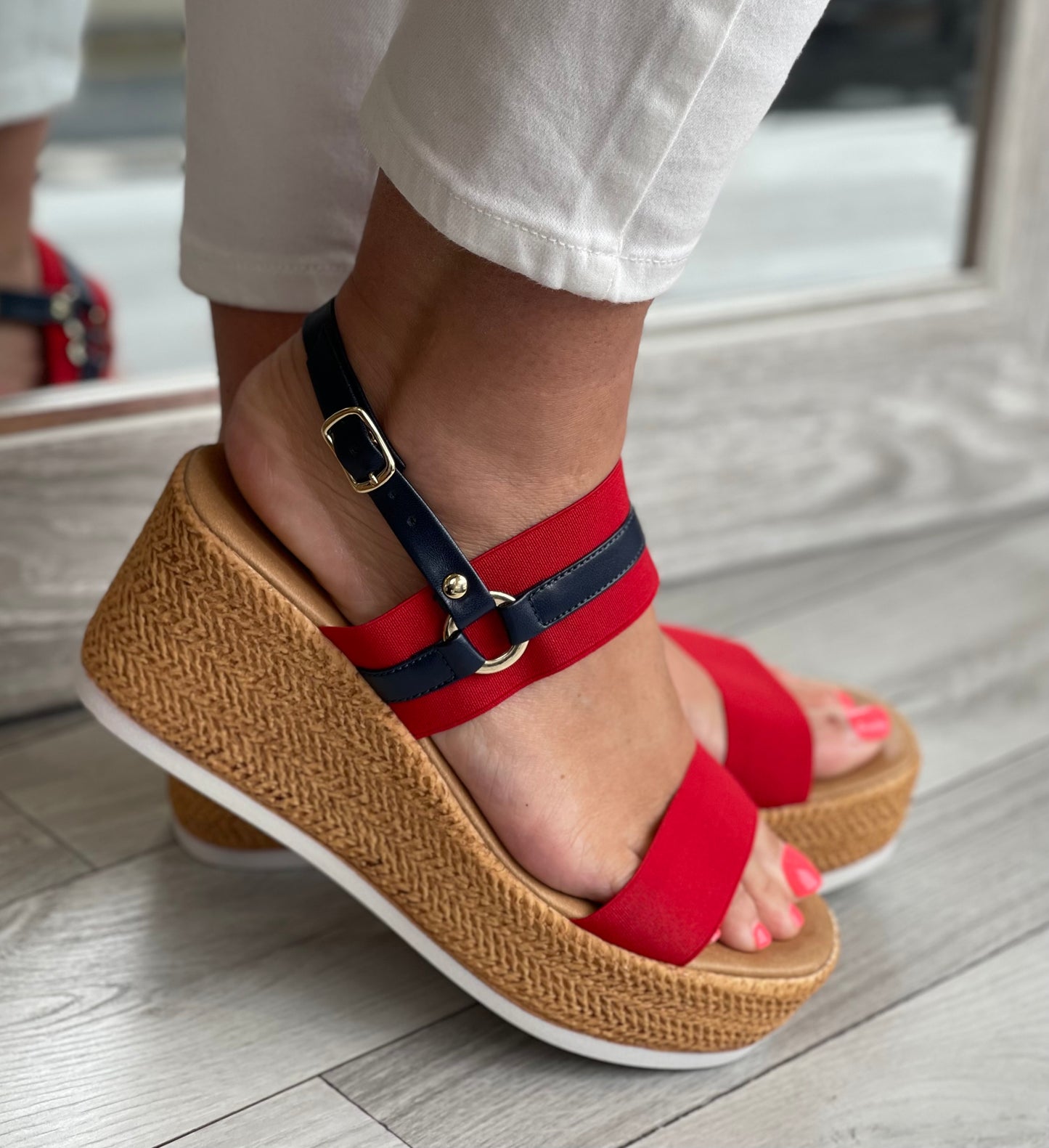 Lotus - 'Liliana' Red Wedge Sandal