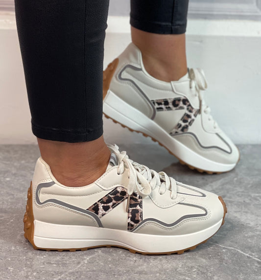 Hannah k - Cream Leopard Detail Trainer