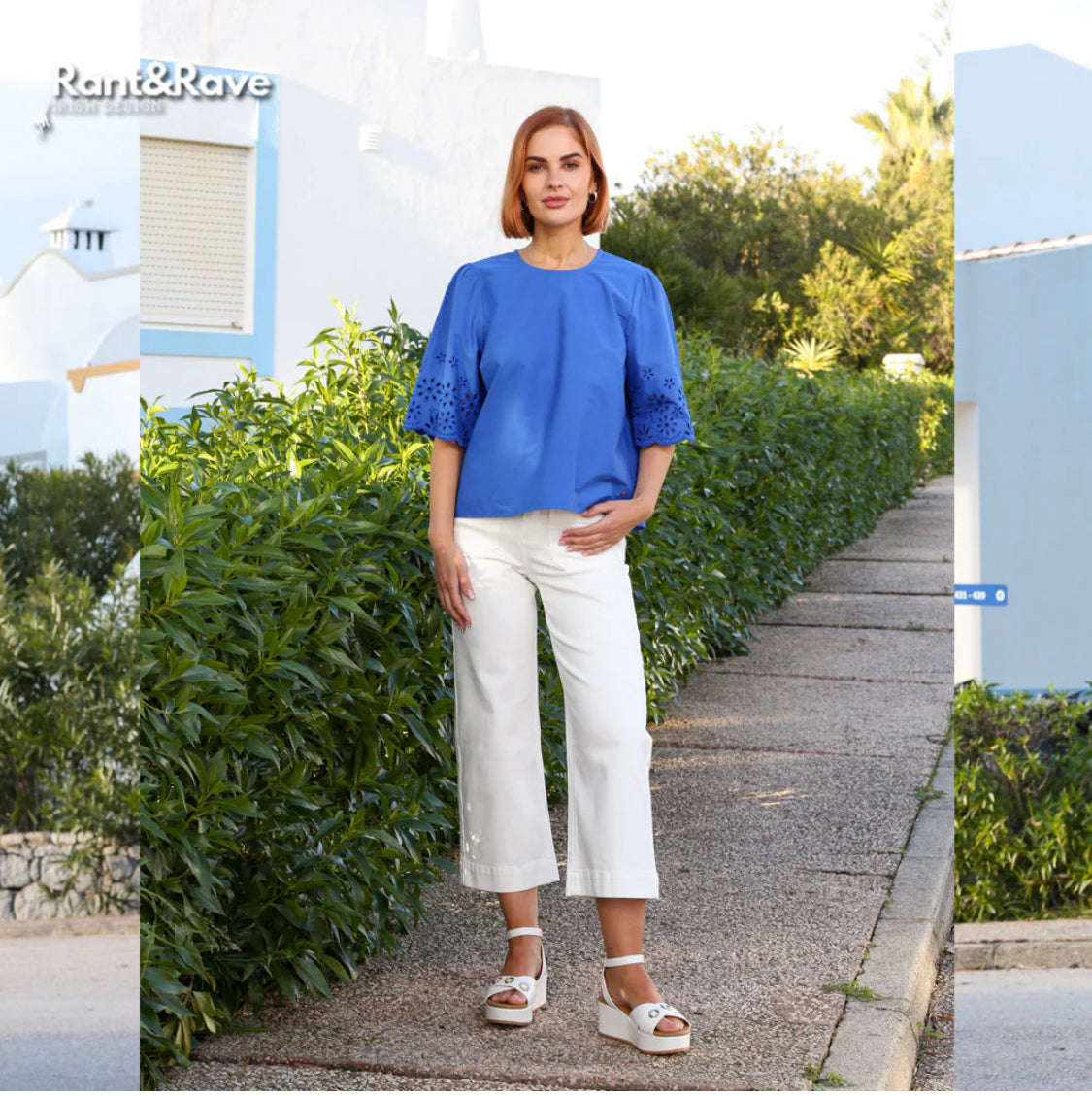 Rant & Rave ‘Enid’ Soft White Wide Leg Crop Jean
