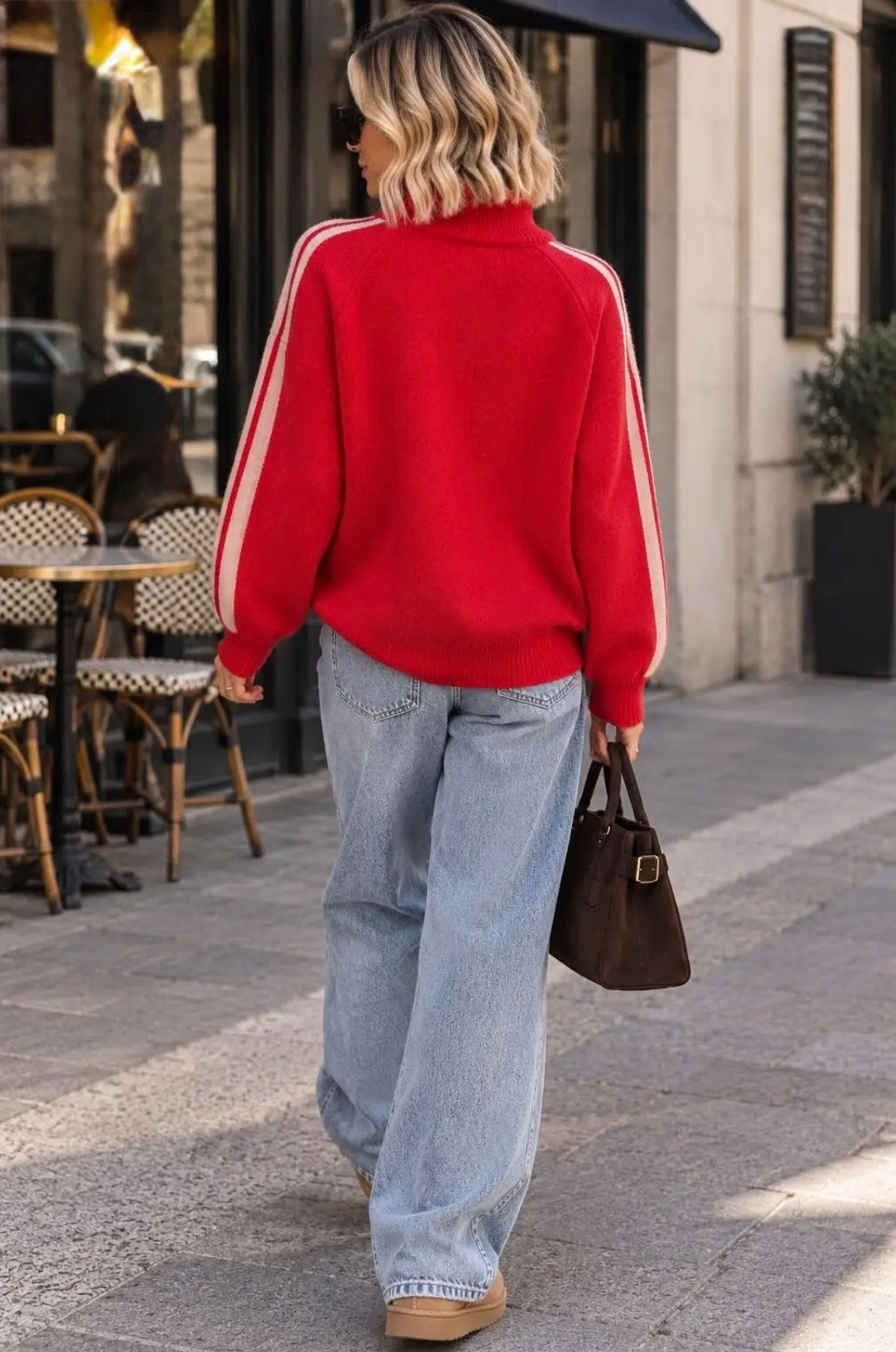 Red ‘Los Angeles’ Embroidered 1/2 Zip Knit