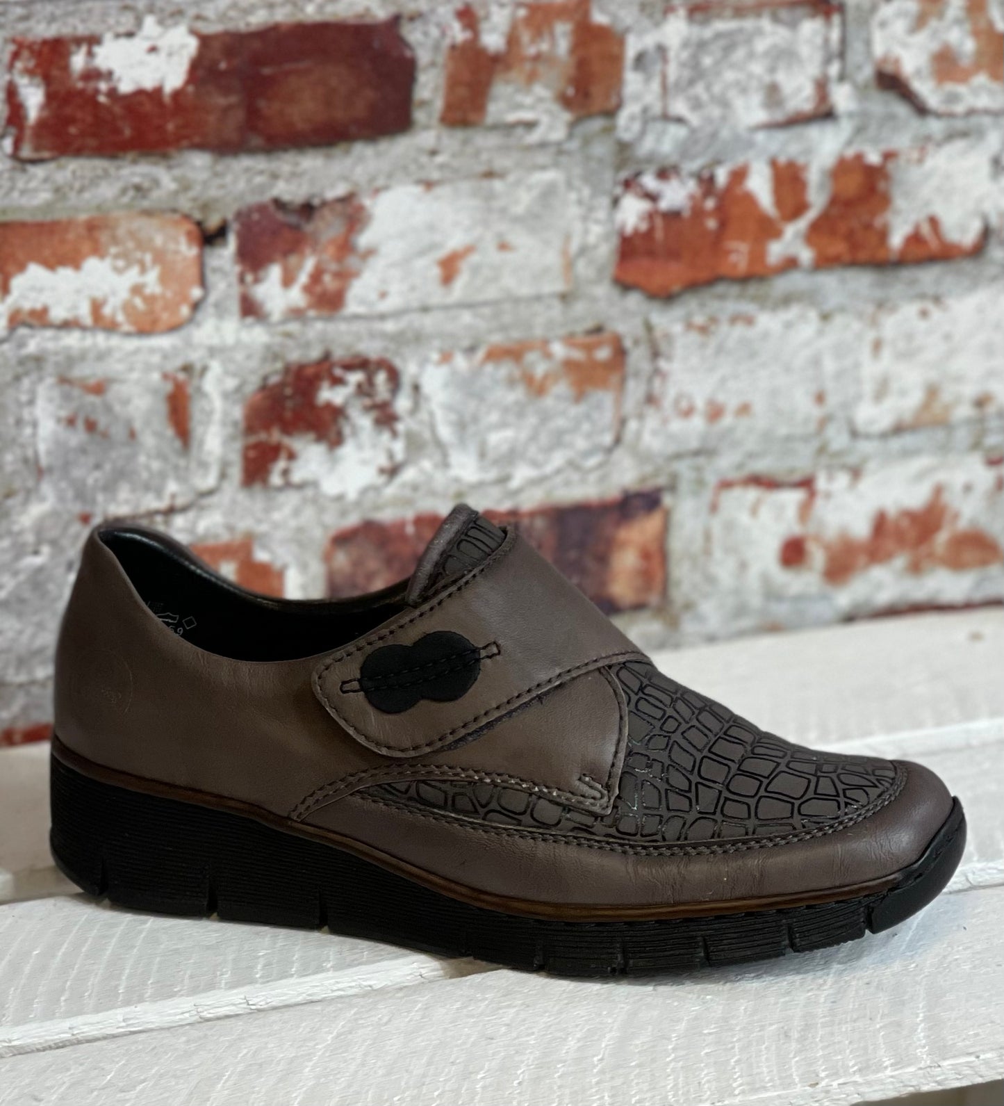 Rieker - Grey Comfort Stretch Leather Shoe