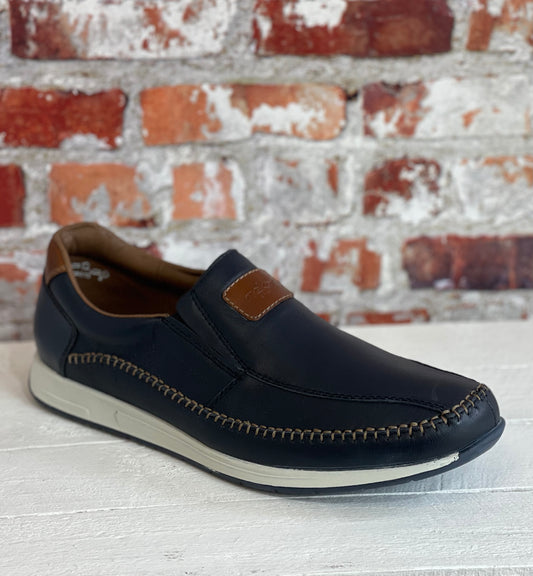 Rieker - Mens Navy Slip On Leather Shoe