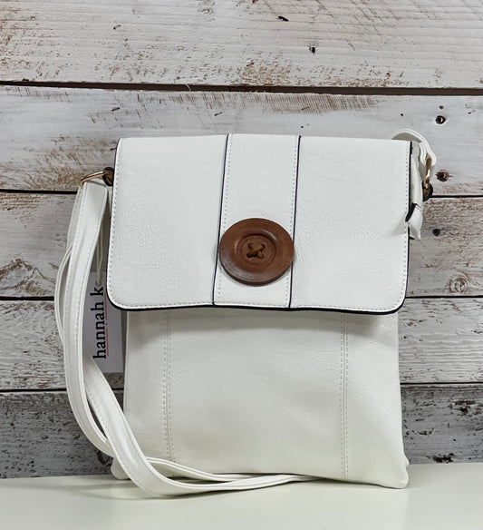 hannah k - White Button Detail Crossbody Bag