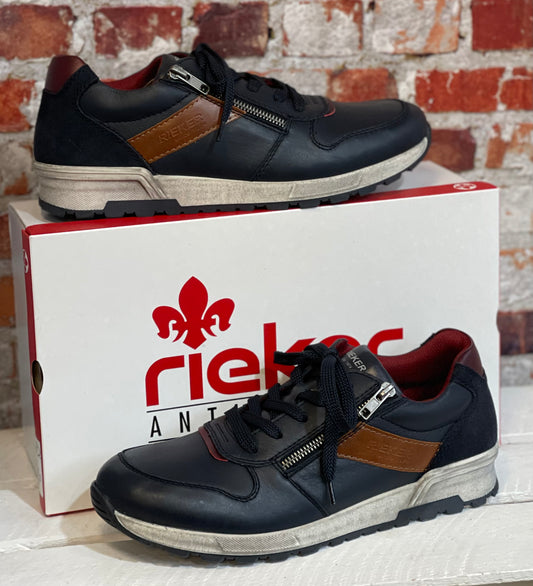 Rieker - Mens Navy Leather Trainer