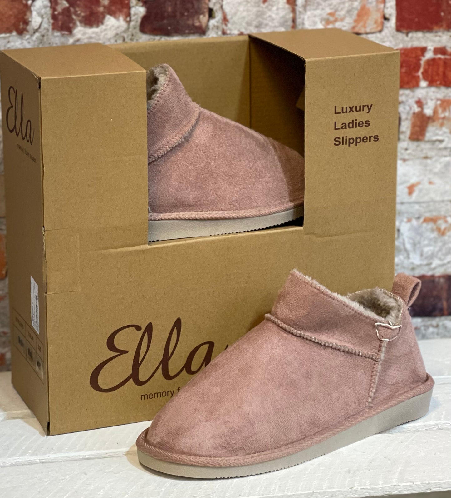 Ella - 'Molly' Pink Lined Bootie Slipper