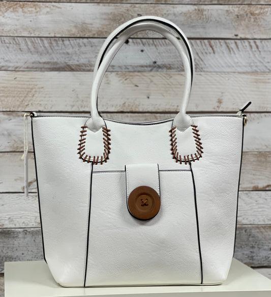hannah k - White Button Detail Handbag