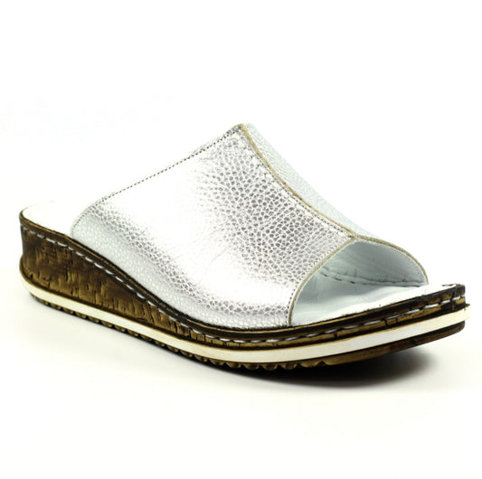 Lunar - 'Magnet' Silver Leather Mule Sandal