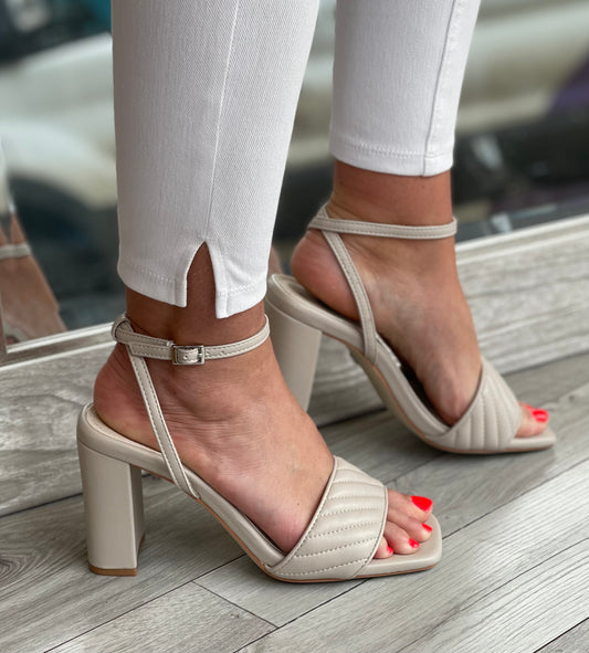 S Oliver - Taupe Block Heel Sandal